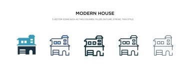 Farklı stil vektör illüstrasyonunda modern ev simgesi. iki ortak
