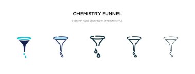 Farklı stil vektör illüstrasyonunda kimyasal huni simgesi. Tw