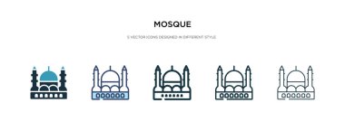 Farklı biçim vektör illüstrasyonunda cami simgesi. iki renkli 