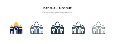 Badshahi camii simgesi farklı stil illüstrasyonunda. iki