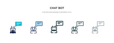 Farklı stil vektör illüstrasyonunda sohbet robotu simgesi. iki renk