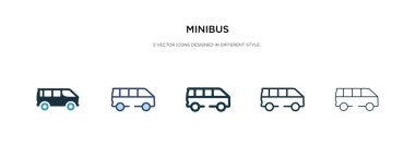 Farklı stil vektör illüstrasyonunda minibus simgesi. iki renkli