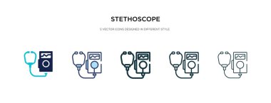 Steteskop simgesi ve farklı bir stil vektör çizimi. iki kol