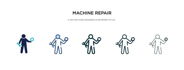 Icono de reparación de la máquina en la ilustración de vectores de estilo diferente. Dos. — Vector de stock