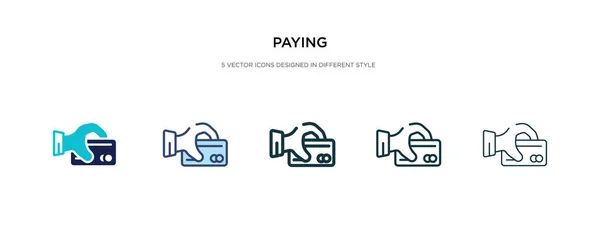 Pagando ícone em ilustração vetorial de estilo diferente. dois coloridos —  Vetores de Stock