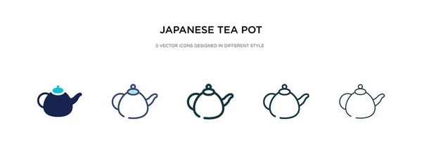 Ícone pote de chá japonês em ilustração vetorial de estilo diferente. tw — Vetor de Stock