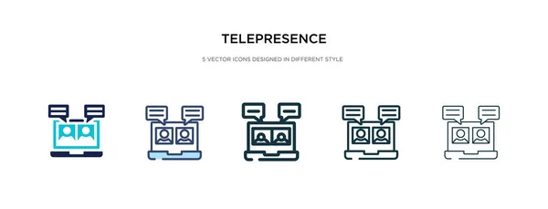 Ikona telepresence v jiném stylu vektorové ilustrace. dvě co — Stockový vektor