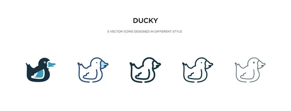 Icono de pato en la ilustración de vectores de estilo diferente. dos colores a — Vector de stock