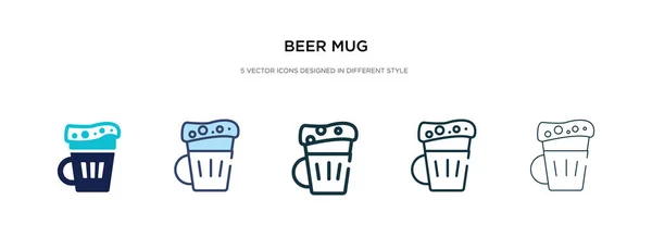 Icono taza de cerveza en la ilustración de vectores de estilo diferente. dos colores — Vector de stock