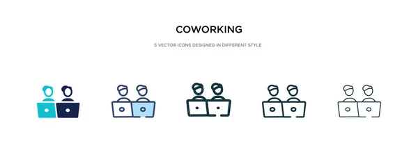 Icono de coworking en la ilustración de vectores de estilo diferente. dos colores — Vector de stock