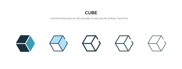 Icono del cubo en la ilustración de vectores de estilo diferente. dos de color un — Vector de stock