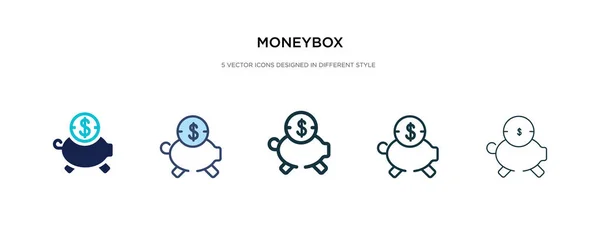 Icono de la caja de dinero en la ilustración de vectores de estilo diferente. dos colores — Vector de stock