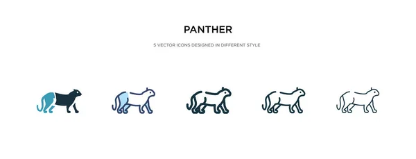 Icono pantera en la ilustración de vectores de estilo diferente. dos colores — Vector de stock