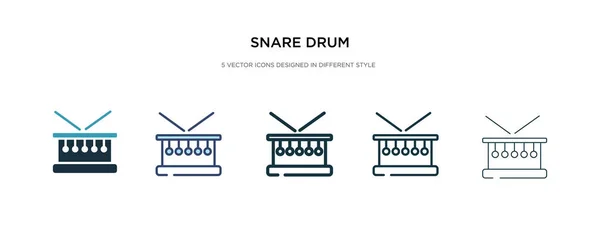 Snare icono de tambor en la ilustración de vectores de estilo diferente. dos colo — Vector de stock