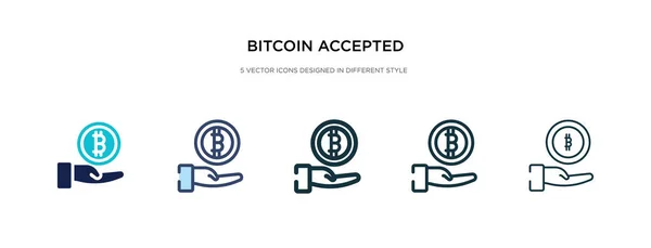 Bitcoin aceptado icono en la ilustración de vectores de estilo diferente. tw — Vector de stock