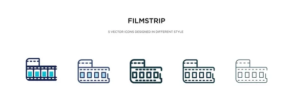 Icono de tira de película en la ilustración de vectores de estilo diferente. dos colores — Vector de stock