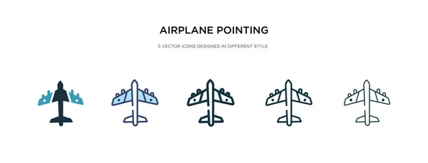 Avión apuntando hacia arriba icono en la ilustración de vectores de estilo diferente — Vector de stock