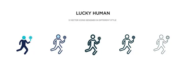 Τυχερό ανθρώπινο εικονίδιο σε διαφορετικό στυλ διανυσματική απεικόνιση. δύο στήλη — Διανυσματικό Αρχείο