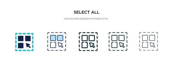 Seleccione todos los iconos en la ilustración de vectores de estilo diferente. dos colo — Vector de stock