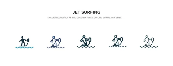 Jet surf icono en la ilustración de vectores de estilo diferente. dos col — Vector de stock