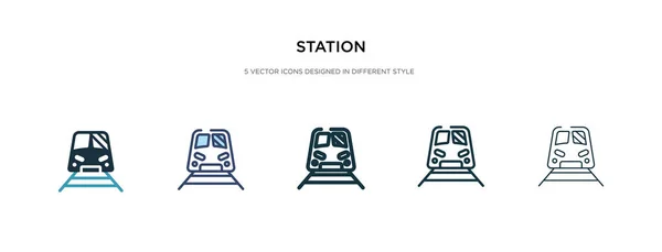Icono de estación en la ilustración de vectores de estilo diferente. dos colores — Vector de stock