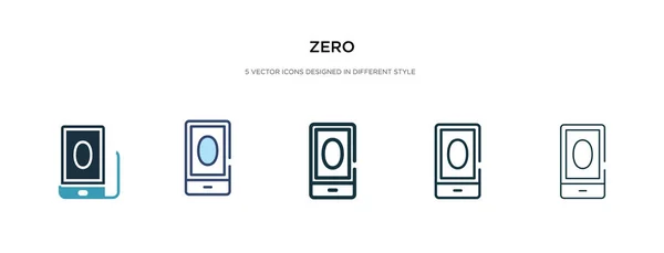 Icône zéro dans l'illustration vectorielle de style différent. deux colorés un — Image vectorielle