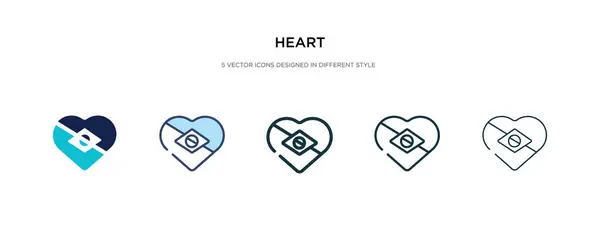 Icono del corazón en la ilustración de vectores de estilo diferente. dos colores a — Archivo Imágenes Vectoriales
