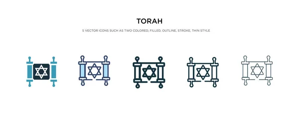 Torah ikon i olika stil vektor illustration. två färgade a — Stock vektor