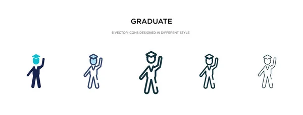 Icono de graduado en la ilustración de vectores de estilo diferente. dos colores — Vector de stock