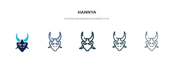 Icono hannya en la ilustración de vectores de estilo diferente. dos colores — Vector de stock