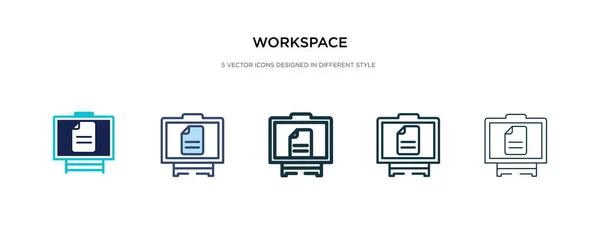 Icono del espacio de trabajo en la ilustración de vectores de estilo diferente. dos colores — Vector de stock