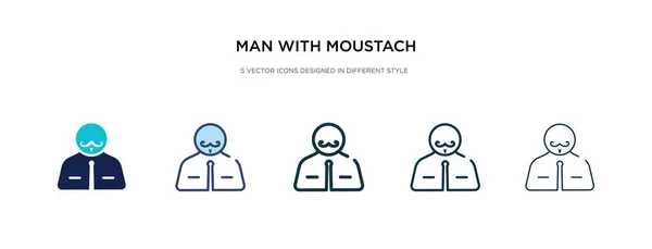 Hombre con icono de bigote en la ilustración de vectores de estilo diferente. t — Vector de stock