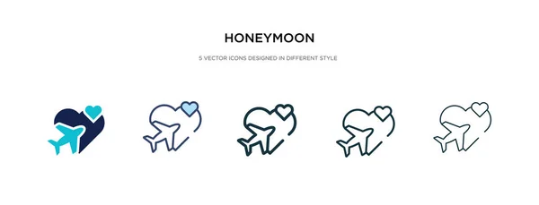 Icono de luna de miel en la ilustración de vectores de estilo diferente. dos colores — Vector de stock
