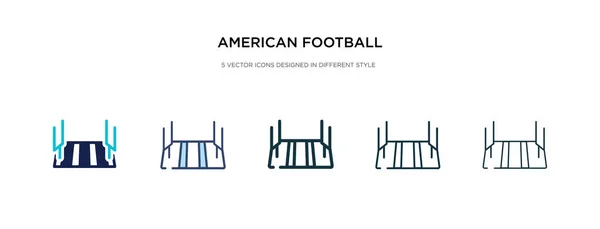 Amerikan futbol stadyumunun farklı stil illüstrasyonunda ikonu — Stok Vektör