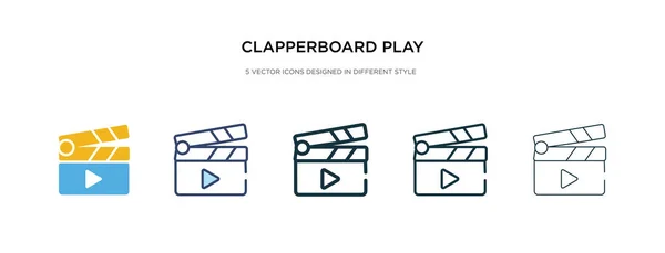 Clapperboard botón de reproducción icono en diferentes vectores de estilo illustra — Vector de stock