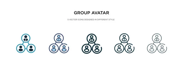 Grupo avatar icono en la ilustración de vectores de estilo diferente. dos co — Vector de stock