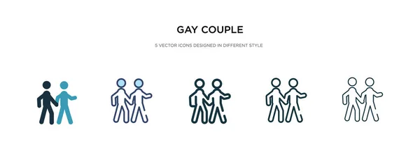 不同风格矢量插图中的同性恋夫妇图标。 两杯可乐 — 图库矢量图片