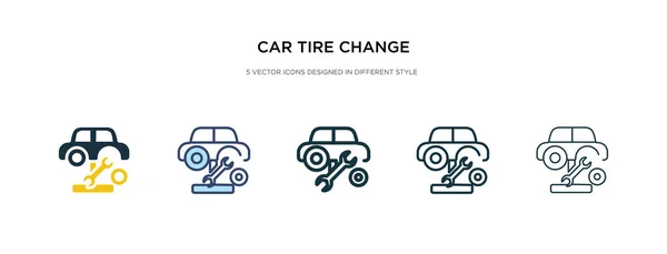 Ícone de mudança de pneu de carro em ilustração de vetor de estilo diferente. dois —  Vetores de Stock