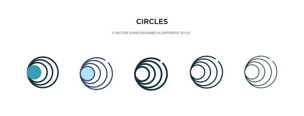 Icono círculos en la ilustración de vectores de estilo diferente. dos colores — Vector de stock