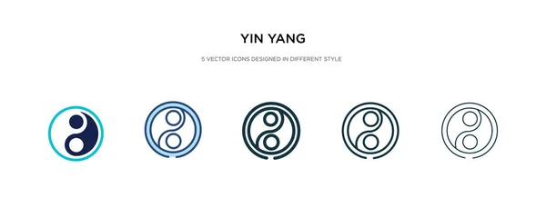 Yin yang icono en la ilustración de vectores de estilo diferente. dos colores — Vector de stock