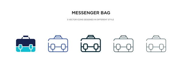 Messenger bag icono en la ilustración de vectores de estilo diferente. dos c — Vector de stock