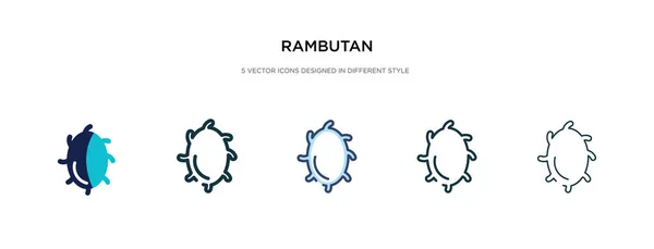 Icono de rambutan en la ilustración de vectores de estilo diferente. dos colores — Vector de stock