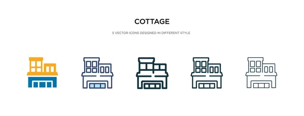 Ícone cottage em ilustração vetor estilo diferente. dois coloridos — Vetor de Stock