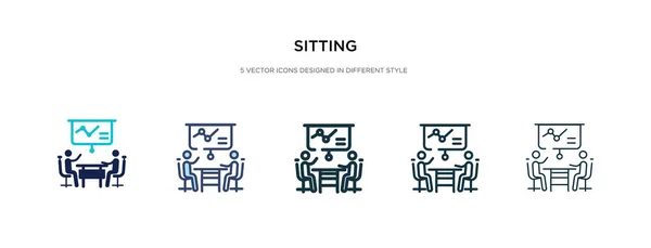 Icono sentado en la ilustración de vectores de estilo diferente. dos colores — Vector de stock