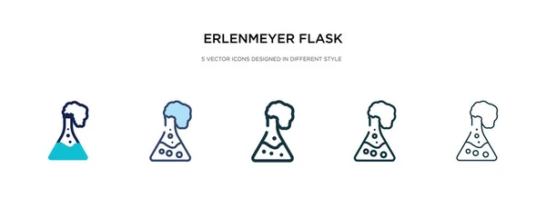 Erlenmeyer icono del frasco en la ilustración de vectores de estilo diferente. tw — Vector de stock