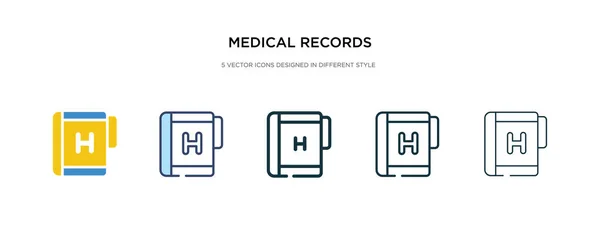 Icono de registros médicos en la ilustración de vectores de estilo diferente. Dos. — Vector de stock