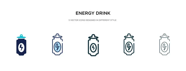 Icono de la bebida energética en la ilustración de vectores de estilo diferente. dos co — Vector de stock