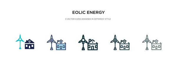 Icona di energia eolica in diverse illustrazioni vettoriali di stile. due co — Vettoriale Stock