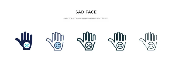 Triste icono de la cara en la ilustración de vectores de estilo diferente. dos colores — Vector de stock