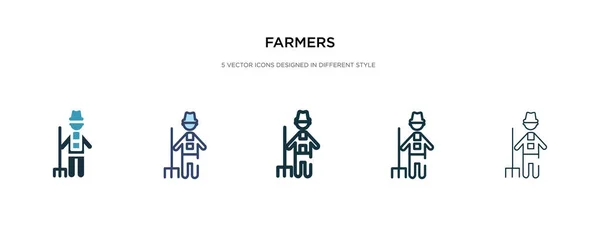 Icono de los agricultores en la ilustración de vectores de estilo diferente. dos colores — Vector de stock